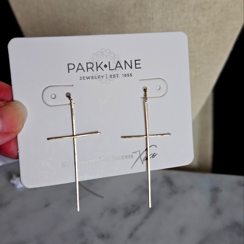 Park Lane Preach Gold Cross Theader Earrings - Dainty and lightweight